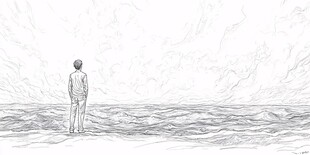 人物望着海面