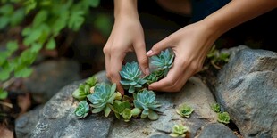 石缝中的多肉植物