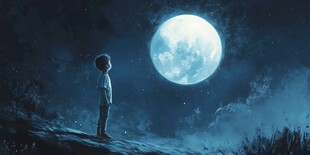 月光插画月光下