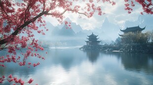 山水楼阁雅致意境风