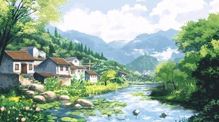 乡村场景插画