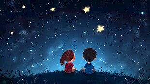 情侣看流星雨