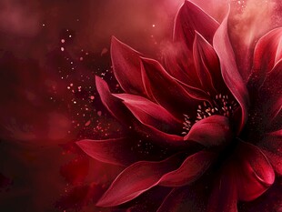 手绘红色花卉梦幻背景