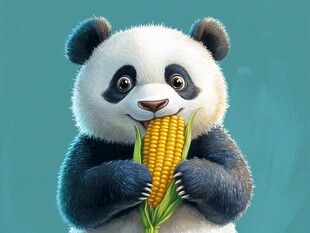 熊猫抱菠萝图案