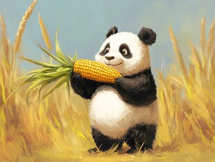 大熊猫美食插画