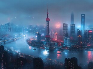 雨雾之下的陆家嘴