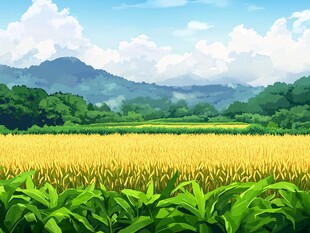 小麦田插画