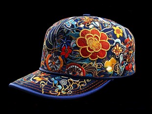 荷花摩羯纹锦帽