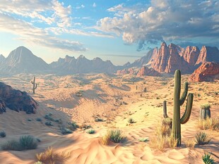 大漠荒野风景画