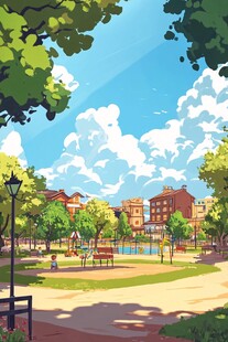 室外场景插画