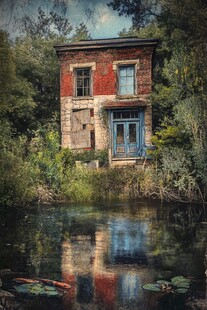 水边的古典小屋