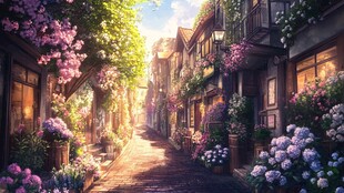 开满鲜花的街道