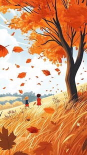 秋天插画秋高气爽