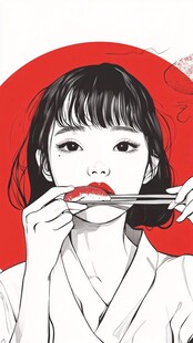 日系风格女孩插画