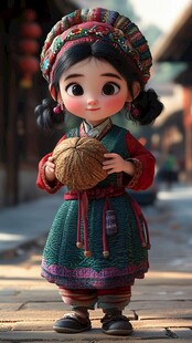 q版毛南族女孩