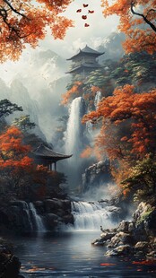 山水楼阁雅致意境风