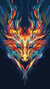 高清手绘抽象狐狸头