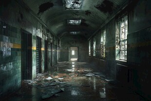 废弃的学校走廊