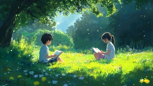 双人读书情景