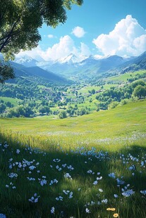 唯美梦幻花田场景