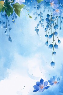 蓝色梦幻花朵