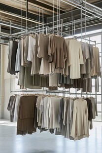 整齐的咖啡色衣服服装