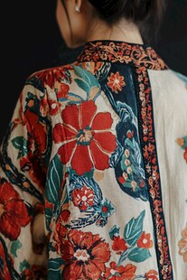 通袖过肩龙柿蒂缎