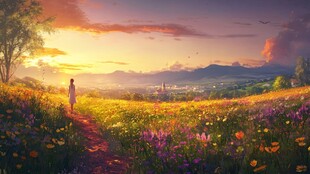 唯美花田场景