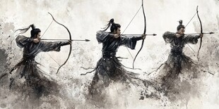 手绘侠客风大侠射箭