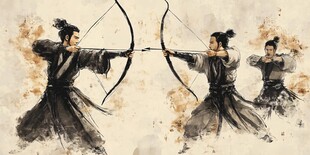 手绘侠客风大侠射箭