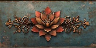 手绘金属质感荷花