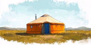 插画蒙古包