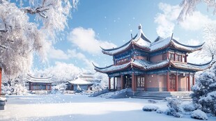 滕王阁雪景背景