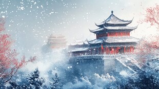 滕王阁雪景背景