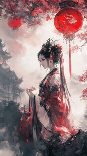 红衣少女设计古风