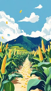 粮食丰收小米插画