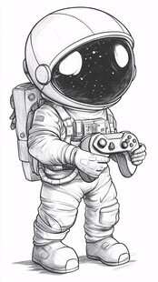 手绘简笔画宇航员