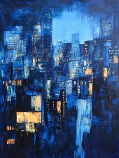 城市之夜油画