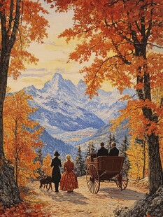 秋天美景秋天森林画