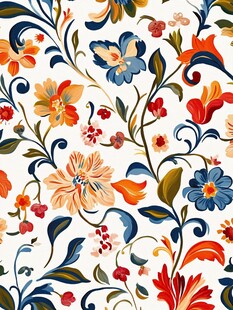 彩色民族风花草花卉