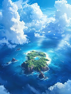 3d云海悬浮小岛