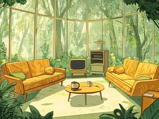 客厅场景插画