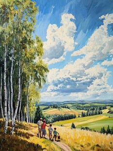 人物风景场景画