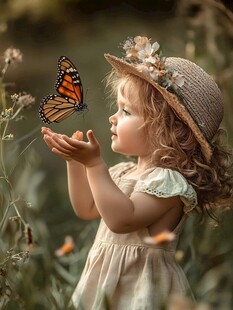 抓蝴蝶的小女孩