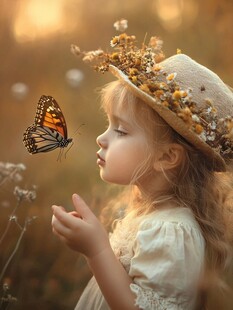 抓蝴蝶的小女孩