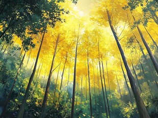 电脑装饰油画阳光森林