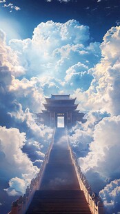 天界晓钟风景插画