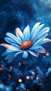 蓝色唯美小花装饰画