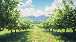果园插画田园风光
