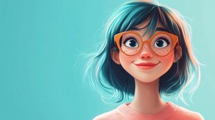眼镜女孩插画